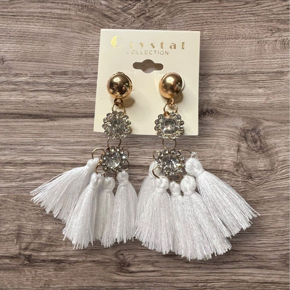 Crystal Collection Dangle Earrings Rhinestone Tassel Statement Earrings‎